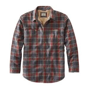 LL Bean Shirt Jacket Grey Stewart Scotch Plaid Sherpa Lined Shacket Men's XL NWT
